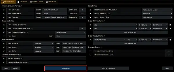 Steps to download and install a loot filter in Path of Exile 2.