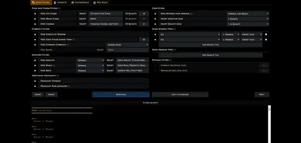 Default loot filter interface from a reliable platform.